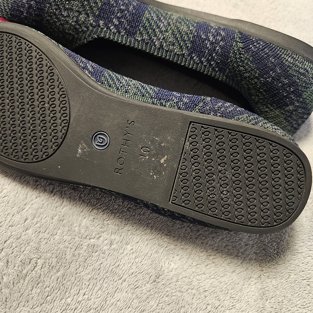Rothy's Forest Tartan Navy Plaid Round Flats Size 10 - Picture 12 of 12